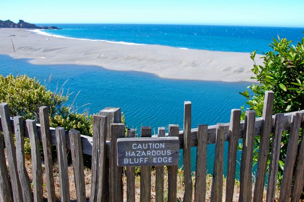 Gualala River och Stilla Havet, Kalifornien.
