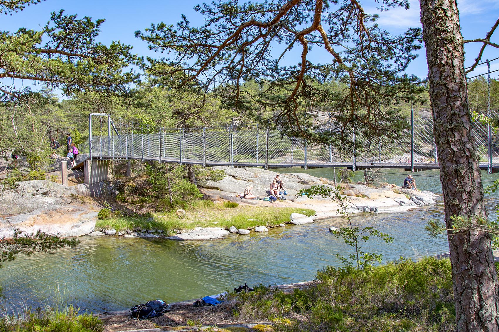 Stendörrens naturreservat och hängbro på ön Äspskär.