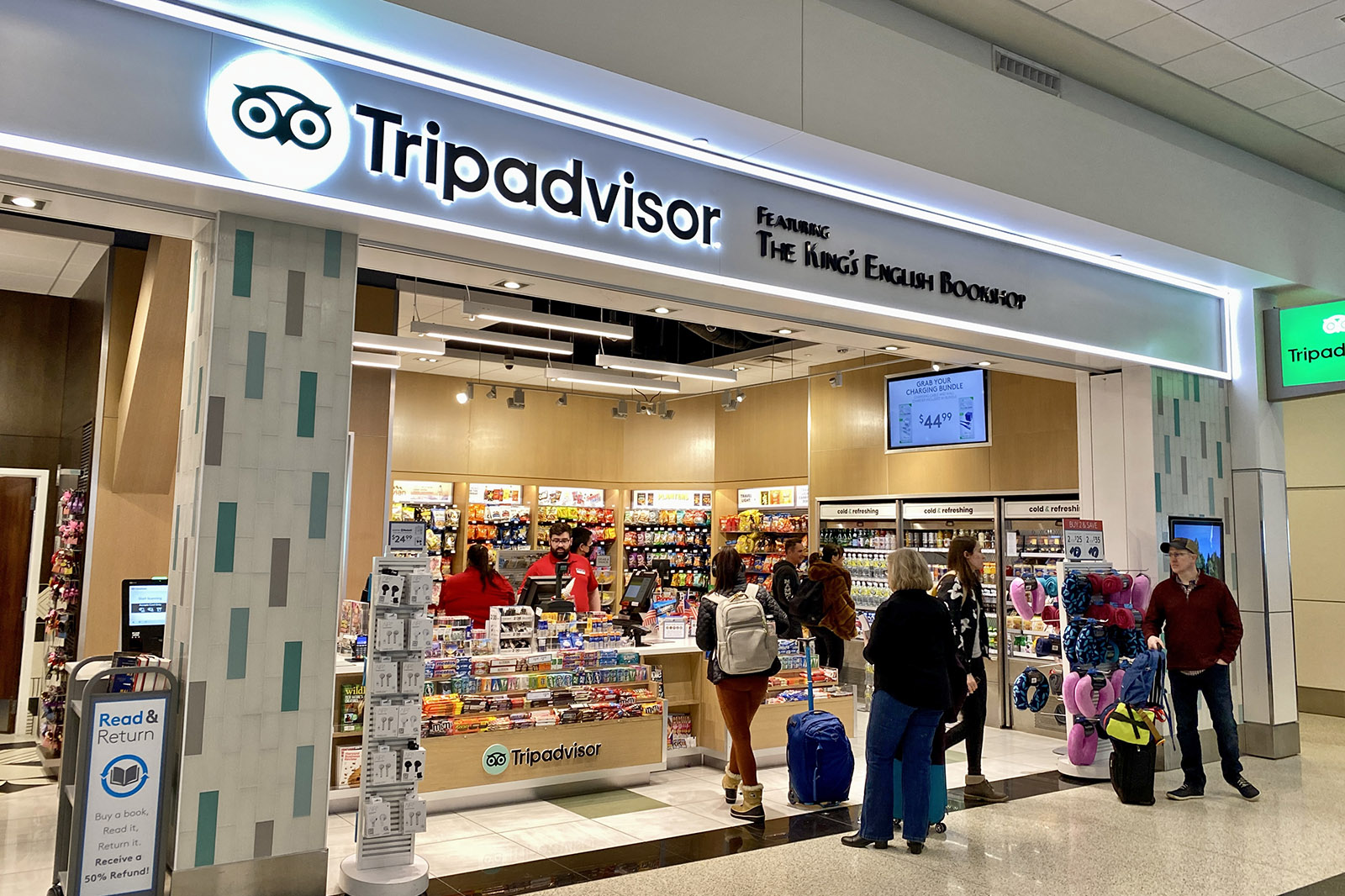 Tripadvisor-butik på flygplatsen. 