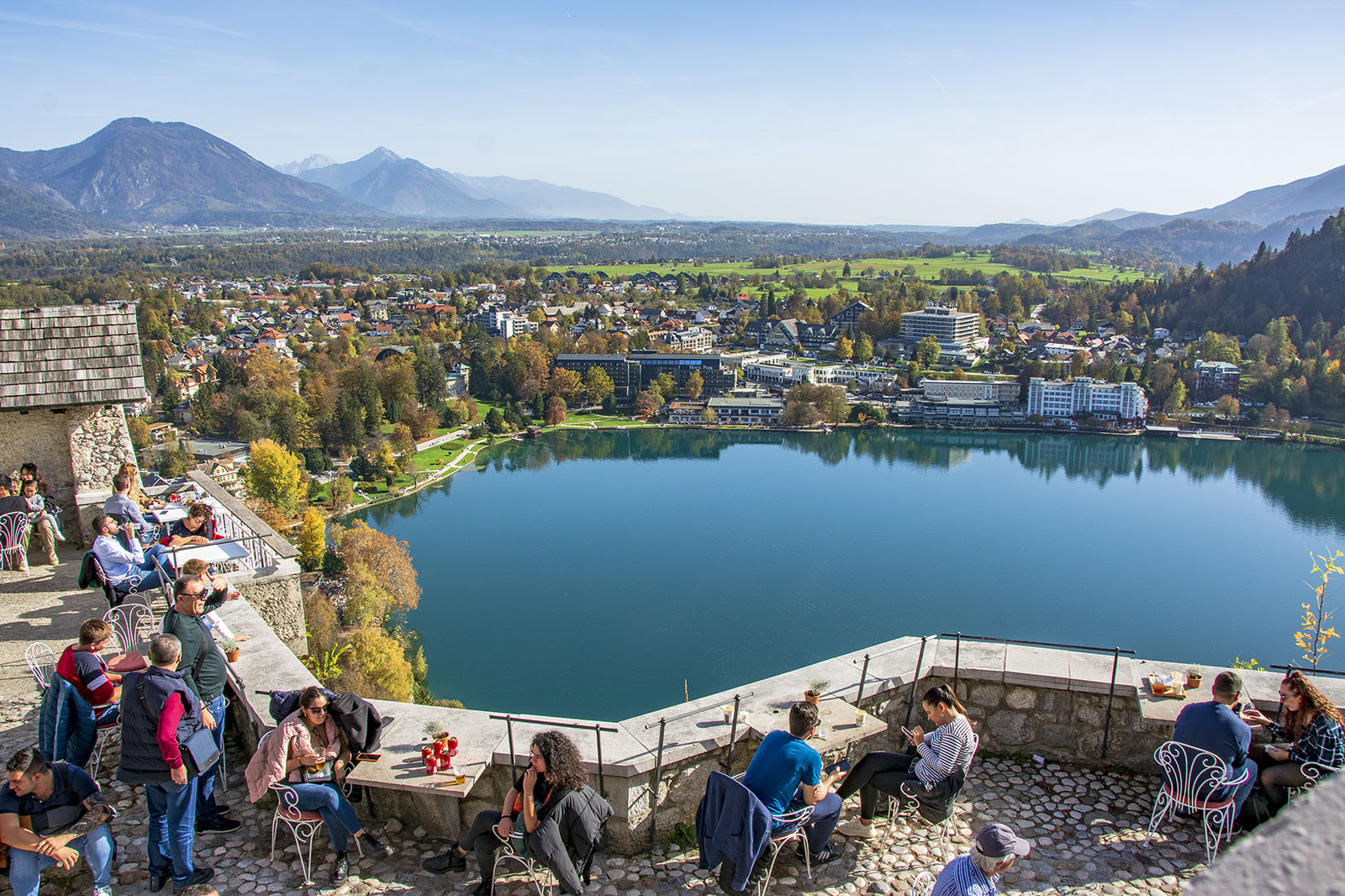 Utsikt från Bled Castle Slovenien